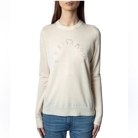 Zadig & Voltaire Little Miss Paris Amour Strass sweater NWOT MEDIUM - Picture 1 of 10